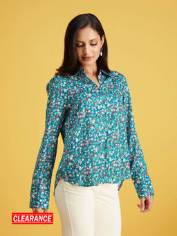 Twenty Dresses by Nykaa Fashion - Multicolor Full Sleeves Floral Print Satin Shirt