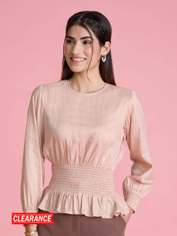 Twenty Dresses by Nykaa Fashion - Pink Solid Peplum Top
