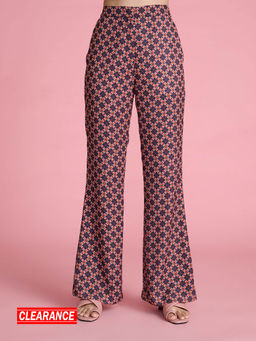 Twenty Dresses by Nykaa Fashion - Rust Geometric Print Flared Pants