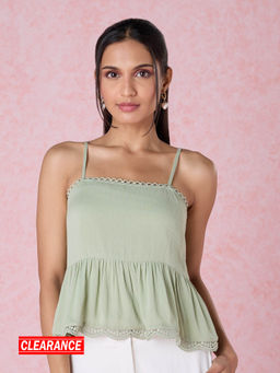 Twenty Dresses by Nykaa Fashion - Mint Green Shoulder Strap Top