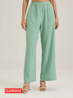 Twenty Dresses by Nykaa Fashion - Work Sea Green Solid Straight Fit Pants