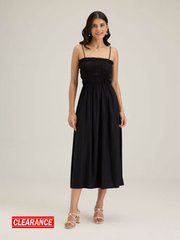 Twenty Dresses by Nykaa Fashion - Black Strappy Square Neck Midi Dress