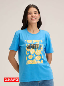 Twenty Dresses by Nykaa Fashion - Blue Graphic Print Slim Fit T Shirt