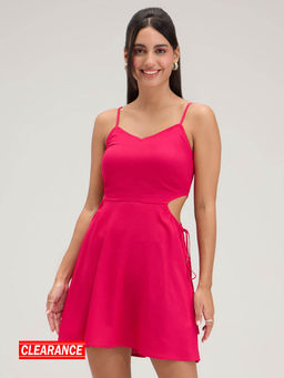 Twenty Dresses by Nykaa Fashion - Pink Solid Sweetheart Neckline Short Dress