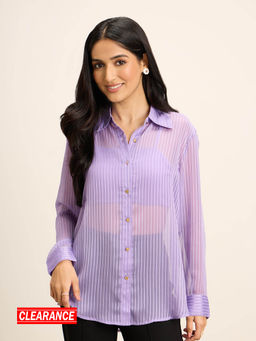 Twenty Dresses by Nykaa Fashion - Lavender Sheer Full Sleeves Shirt