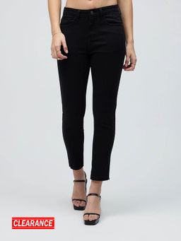 Twenty Dresses by Nykaa Fashion - Marilyn Black Solid Slim Fit Ankle Length Jeans