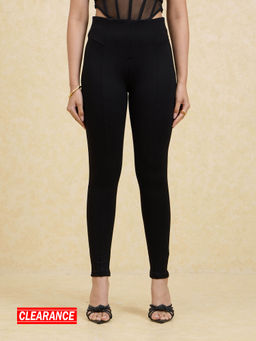 Twenty Dresses by Nykaa Fashion - Black Solid High Waist Cut And Sew Skinny Jeggings