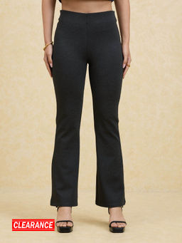Twenty Dresses by Nykaa Fashion - Grey Solid High Waist Fit And Flare Jeggings
