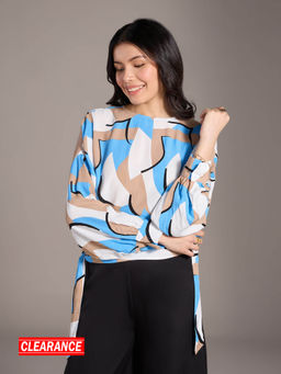 Twenty Dresses by Nykaa Fashion - Multicolor Abstract Print Round Neck Voluminous Top