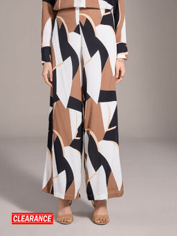 Twenty Dresses by Nykaa Fashion - Multicolor Abstract Print High Rise Wide Leg Pants