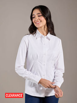 Twenty Dresses by Nykaa Fashion - White Solid Pointed Collar Shirt