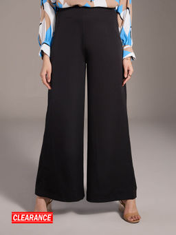 Twenty Dresses by Nykaa Fashion - Black Solid Wide Leg High Waist Pants
