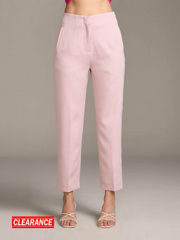 Twenty Dresses by Nykaa Fashion - Work Nude Pink Solid Tapered High Waist Trousers