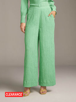 Twenty Dresses by Nykaa Fashion - Light Green Solid High Waist Straight Fit Pant