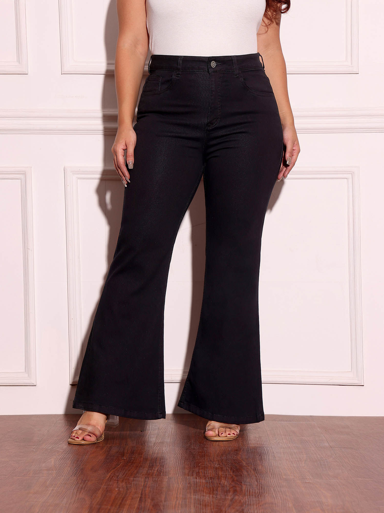 miss chase A+ Curve Collection Plus Size Women's Black Solid Bootcut Fit Jeans-picture-31