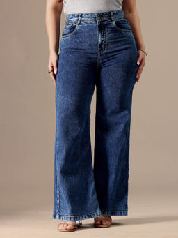 Miss Chase - A+ Curve Collection Plus Size Women's Blue Solid Regular Fit Jeans