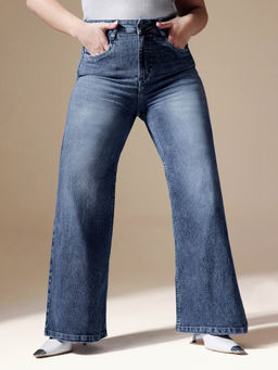 Miss Chase - A+ Curve Collection Plus Size Women's Blue Solid Regular Fit Jeans