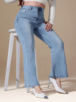 Miss Chase - A+ Curve Collection Plus Size Women's Blue Solid Regular Fit Jeans