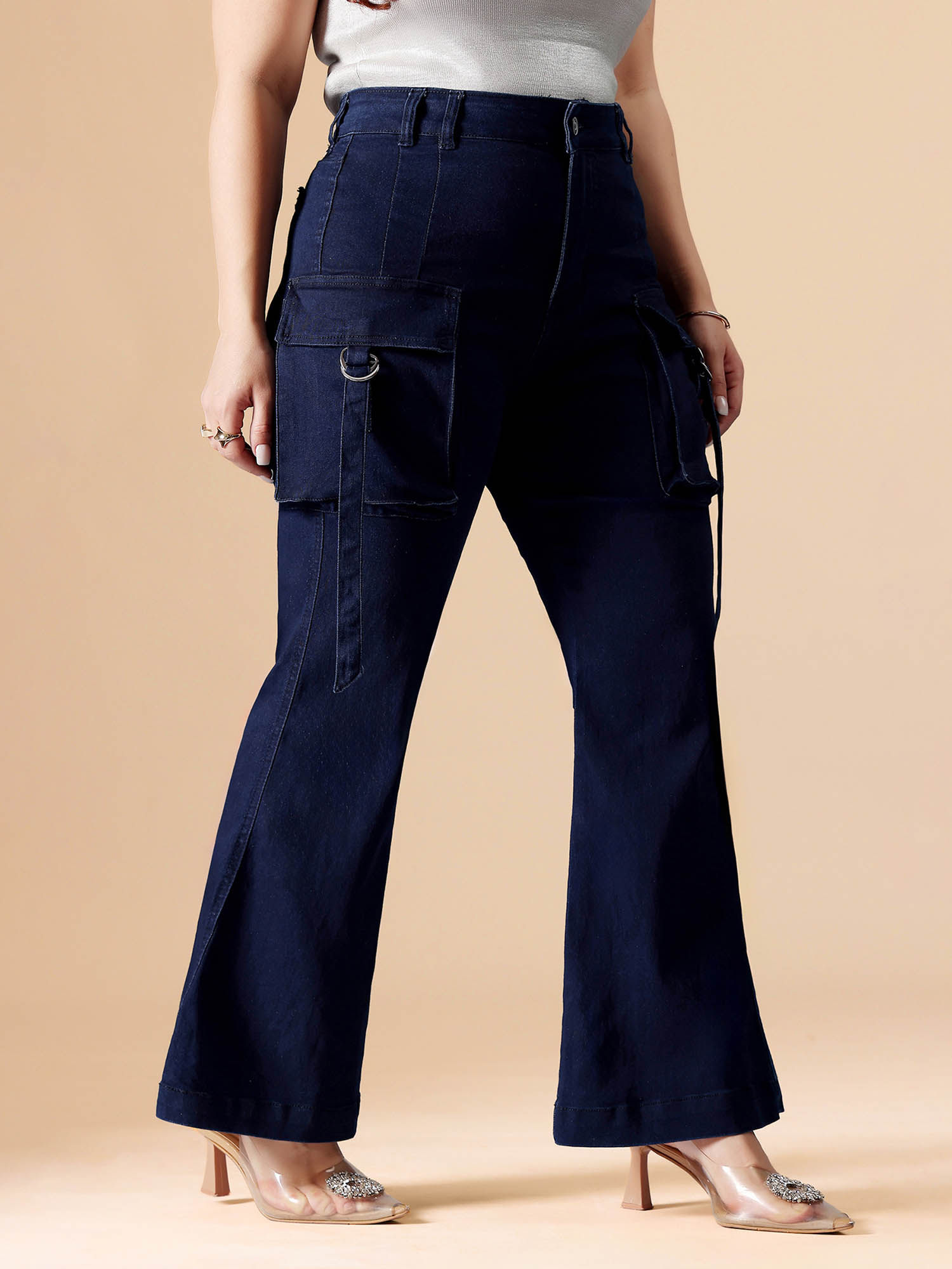 miss chase A+ Curve Collection Plus Size Women's Navy Blue Solid Bootcut Fit Jeans-picture-16