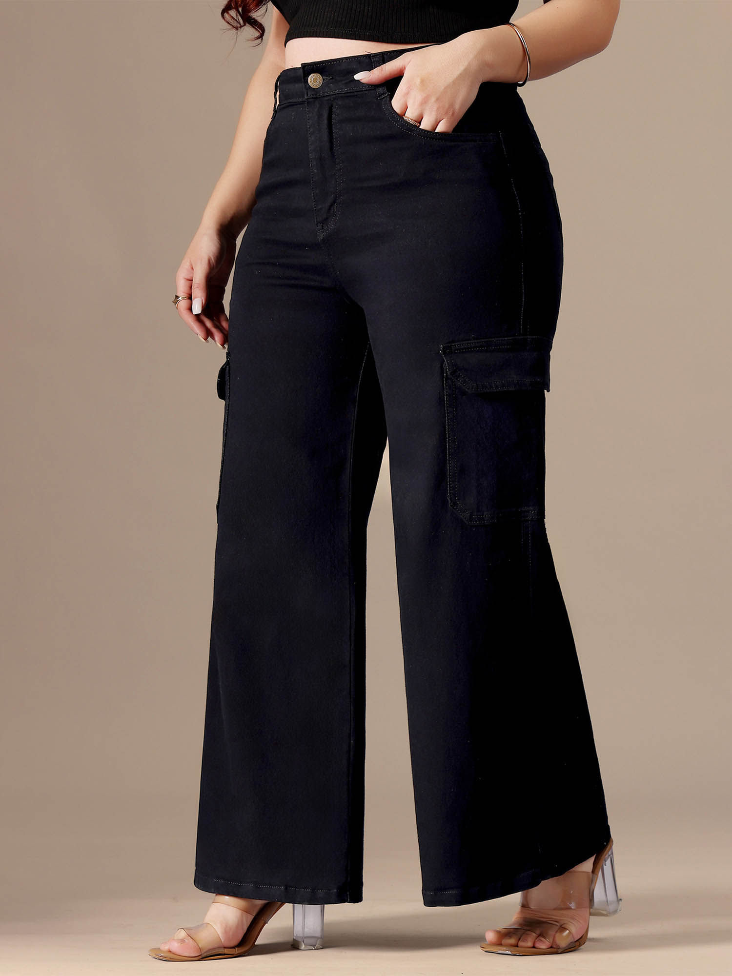 miss chase A+ Curve Collection Plus Size Women's Black Solid Relaxed Fit Jeans-picture-20