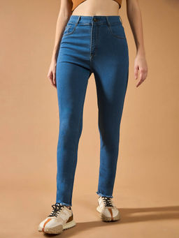 DOLCE CRUDO - Women's Blue Solid Skinny Fit Jeans