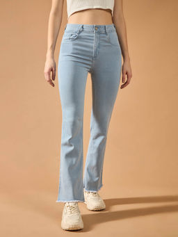 DOLCE CRUDO - Women's Blue Solid Regular Fit Jeans