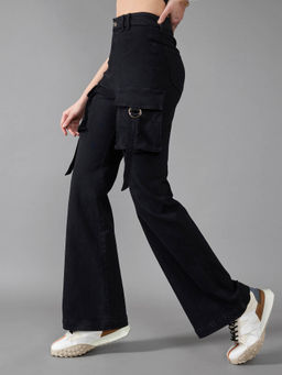 DOLCE CRUDO - Women's Black Solid Relaxed Fit Jeans