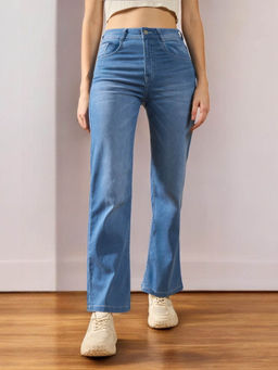 DOLCE CRUDO - Women's Blue Solid Regular Fit Jeans