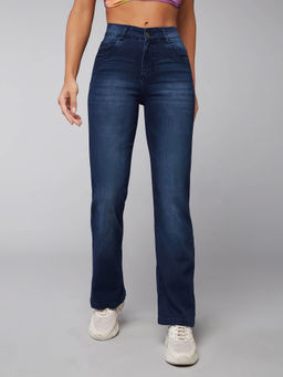 DOLCE CRUDO - Women's Blue Solid Wide Fit Jeans