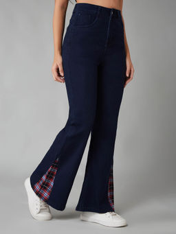 DOLCE CRUDO - Women's Blue Solid Regular Fit Jeans