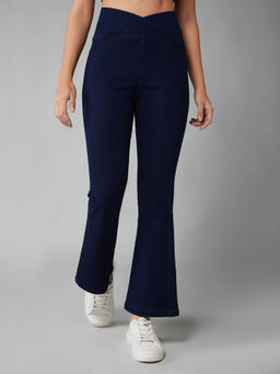 DOLCE CRUDO - Women's Blue Solid Regular Fit Jeans