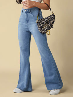 DOLCE CRUDO - Women's Blue Solid Bootcut Fit Jeans