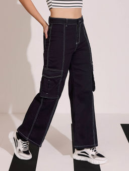 DOLCE CRUDO - Women's Black Solid Regular Fit Jeans