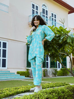 Karaj Jaipur - Zinnia Muslin Pant and Shirt (Set of 2)