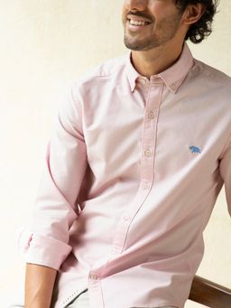 Andamen - Pink Full Sleeves Slim Fit Solid Shirt