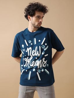 VUDU - New Orleans Navy Blue Oversized T-Shirt