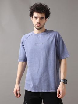 VUDU - Blue Acid Wash Oversized T-Shirt