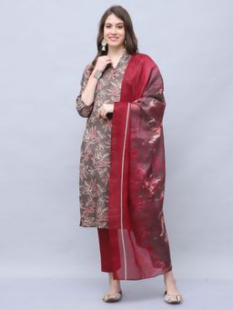 Rajnandini - Women's Cotton Blend Floral Printed Kurta with Pant & Dupatta (Set of 3)
