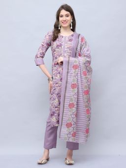 Rajnandini - Women's Cotton Blend Floral Printed Kurta with Pant & Dupatta (Set of 3)
