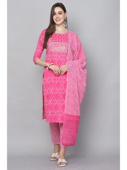 Rajnandini - Women's Pure Cambric Cotton Embroidered Kurta with Pant & Dupatta (Set of 3)