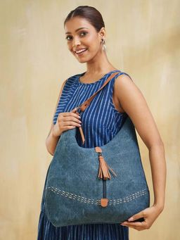 Fabindia - Women Blue Cotton Tote Bag