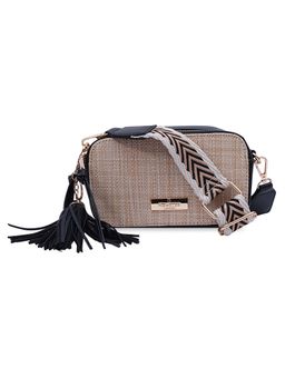 Hamster London - Women Staycation Beige and Black Crossbody Bag with Detachable Chain (M)