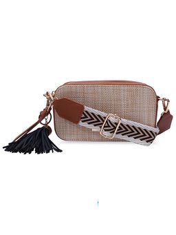 Hamster London - Women Staycation Beige and Brown Crossbody Bag with Detachable Chain (M)