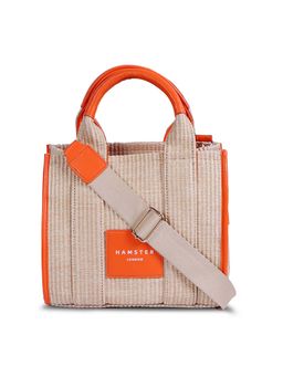 Hamster London - Women Offshore Orange and Beige Handbag with Detachable Strap (M)