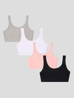 Sillysally - Girls Double Layer Multi-Color Sports Bras (Pack of 4)
