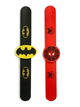 EL REGALO - Kids Bracelets Unisex Colors and Designs Fun Slapbands Red and Black (Set of 2)