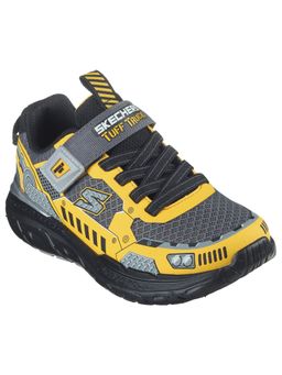 SKECHERS - Boys Skech Tracks Charcoal Yellow Casual Sneakers