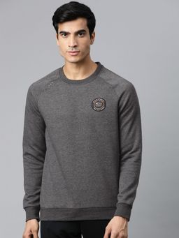 Alcis - Men Charcoal Grey Solid Sweatshirt