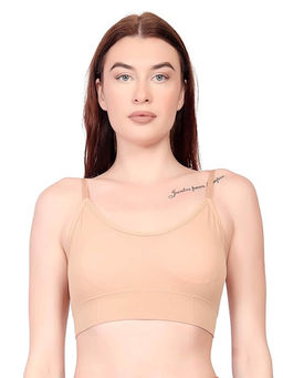 BRACHY - Womens Lightly Padded Spandex Bralette Comfortable Fit Beige