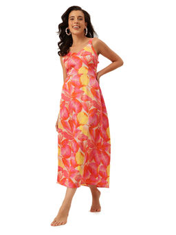 Cukoo - Multicolor Tropical Foil Printed Beach Dress